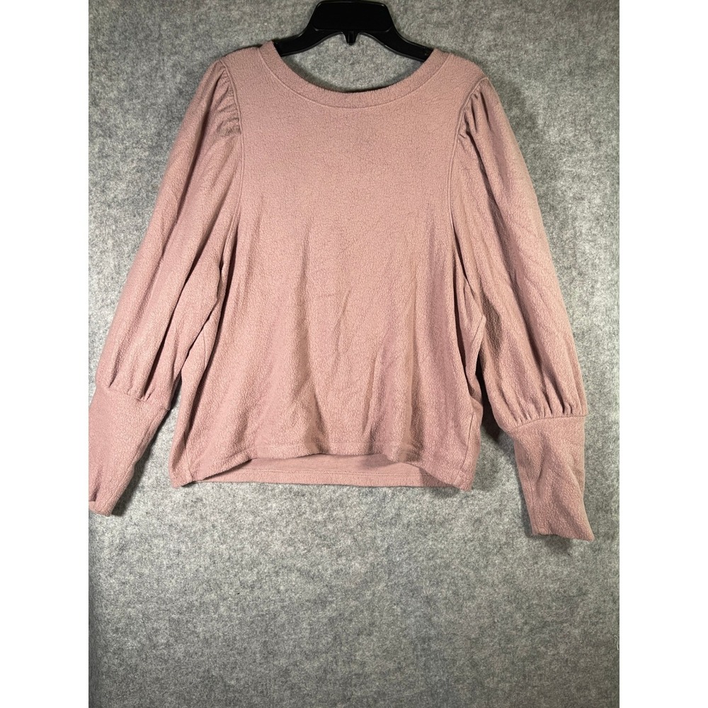 Madewell MWL Puff Sleeve Sweatshirt Mauve Pink Crewneck Top NG574 Size M